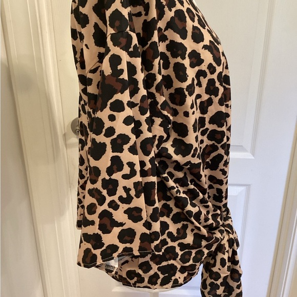 Stylish Leopard Print V-Neck Blouse (NWOT) Color: Leopard) - Picture 4 of 6